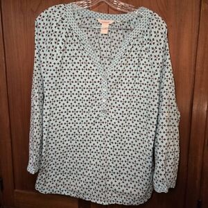 Sundance Womens Floral Print Henley Peasant Cottage Top Medium